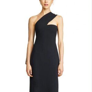Alexander Wang Sheer Inset One Shoulder Crepe Midi Dress I Size 0